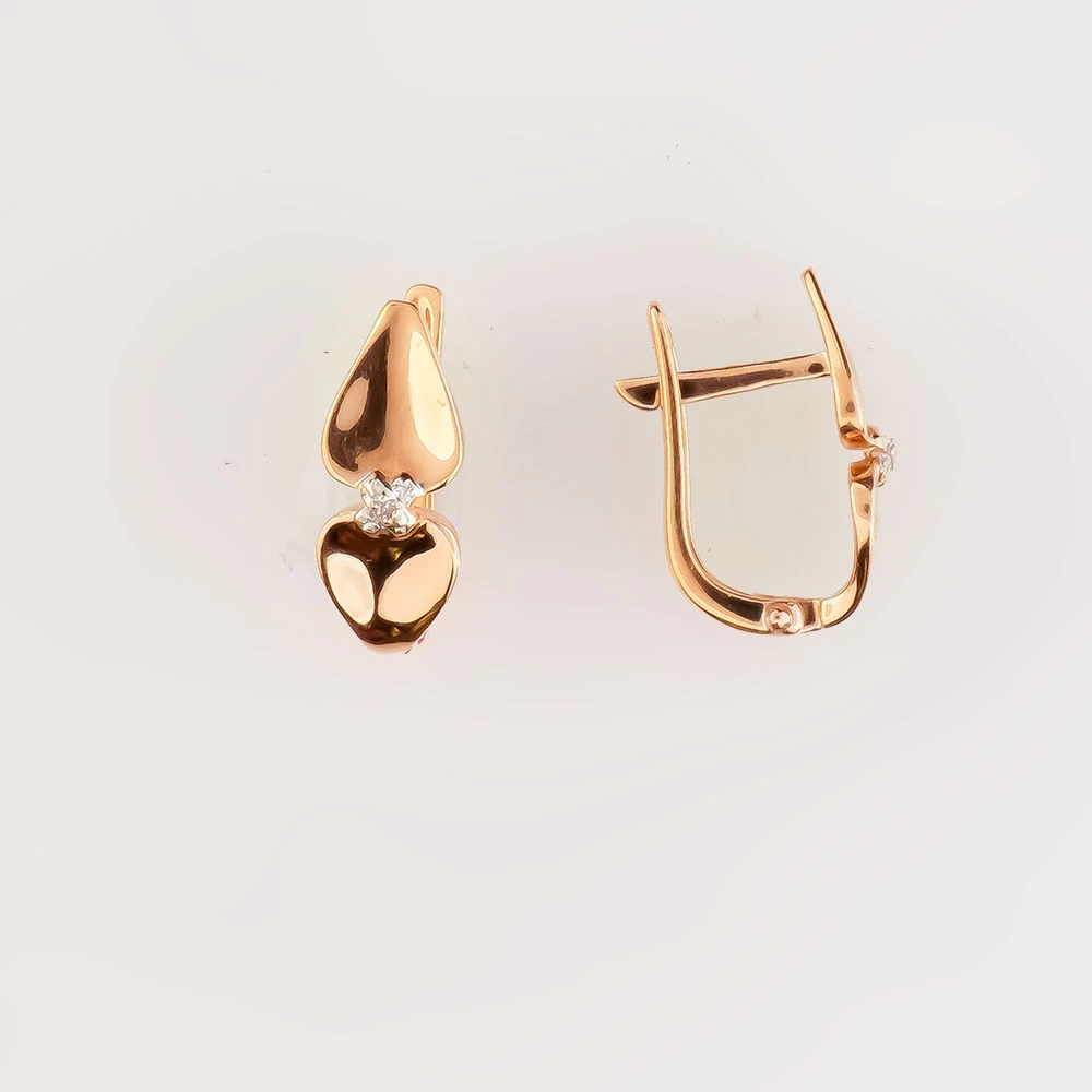 Серьги с бриллиантом из красного золота 375 пробы