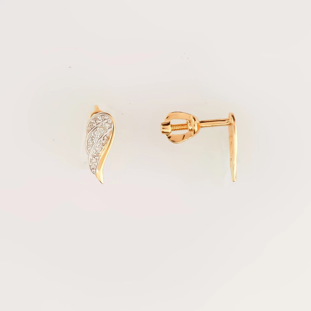 Серьги с бриллиантом из красного золота 585 пробы