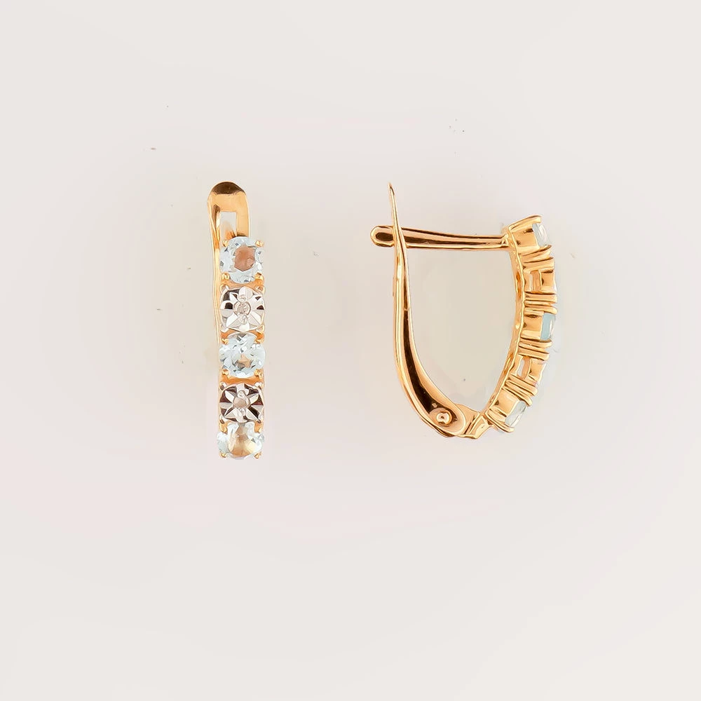 Серьги с топазом из красного золота 585 пробы