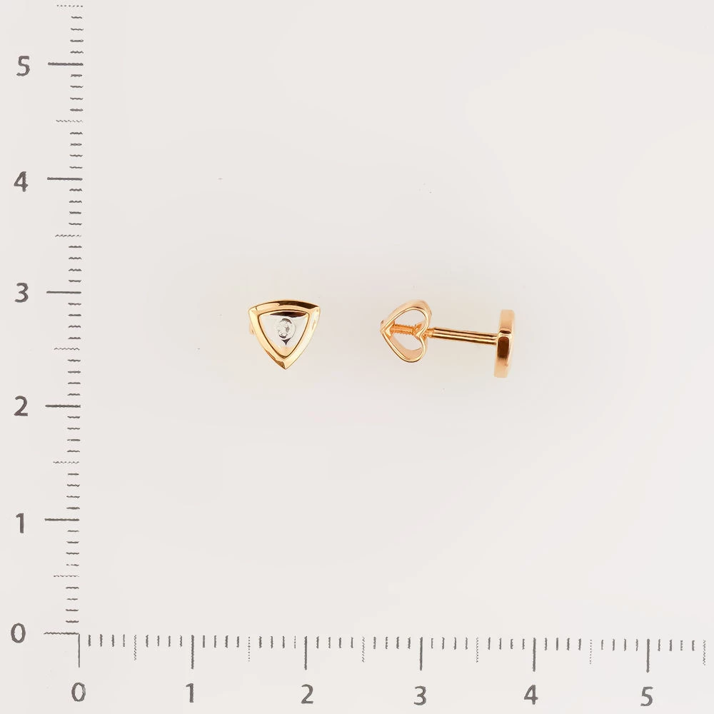 Серьги с бриллиантом из красного золота 585 пробы