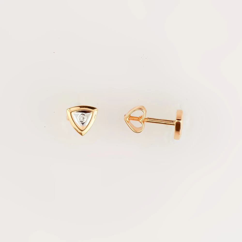 Серьги с бриллиантом из красного золота 585 пробы