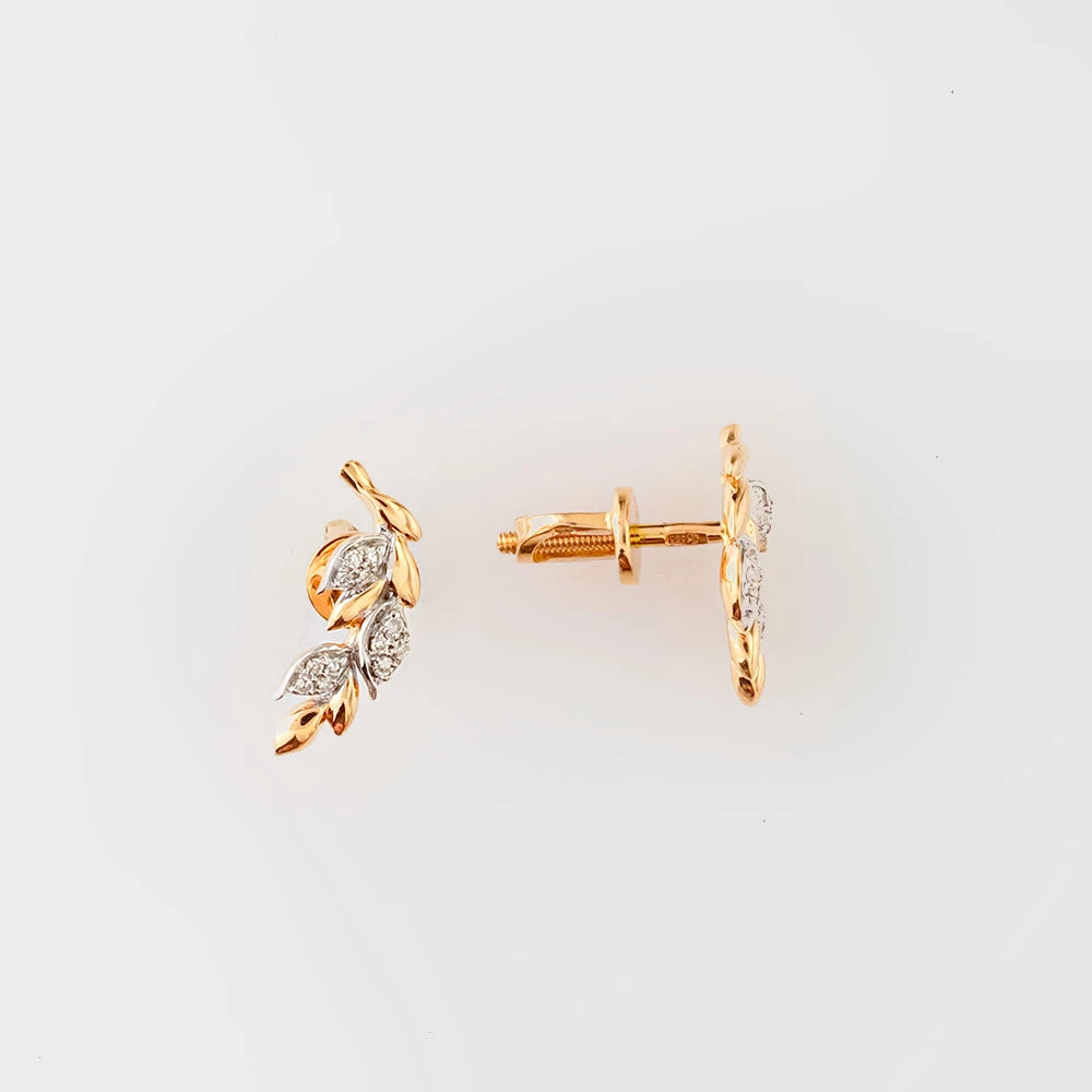 Серьги с бриллиантом из красного золота 585 пробы