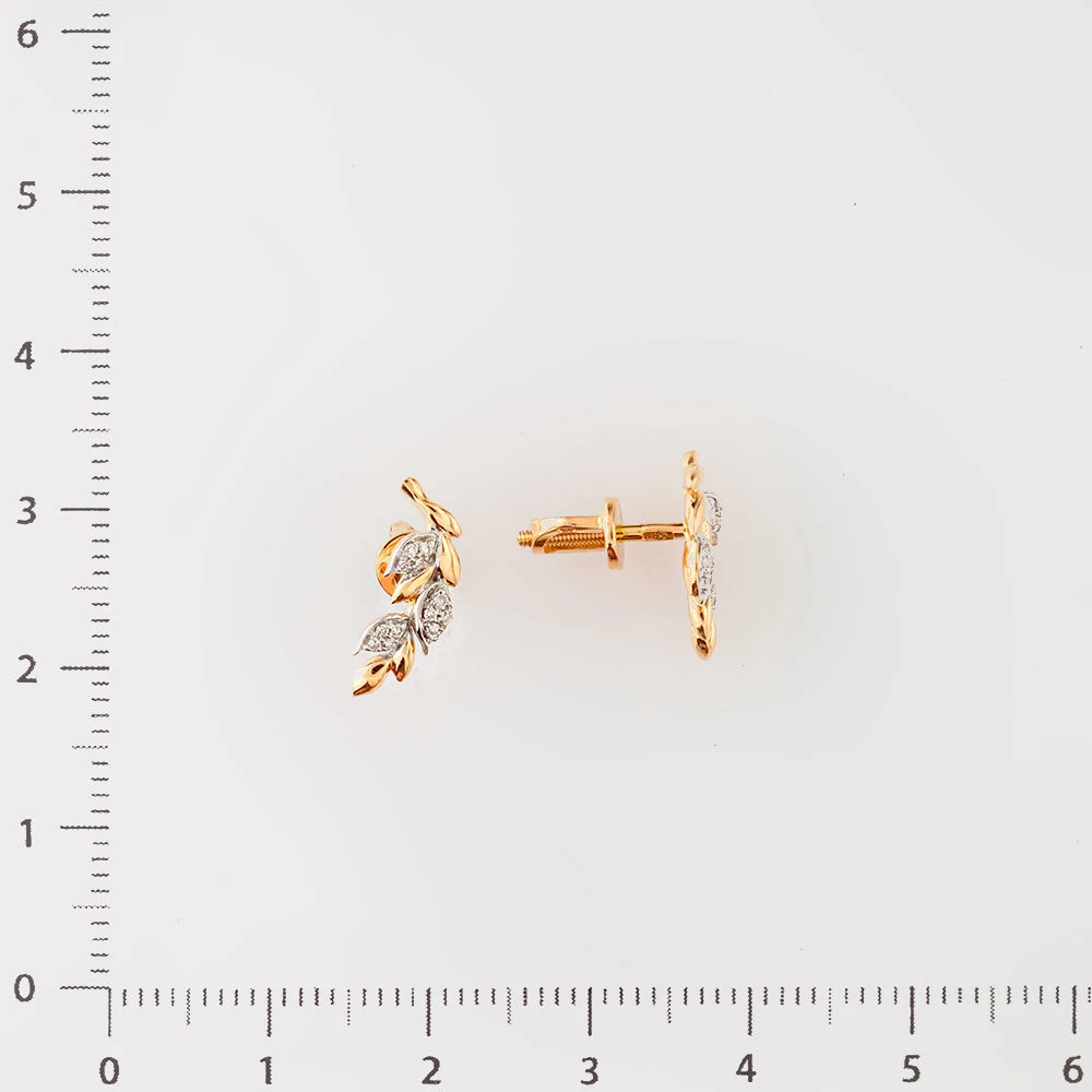 Серьги с бриллиантом из красного золота 585 пробы