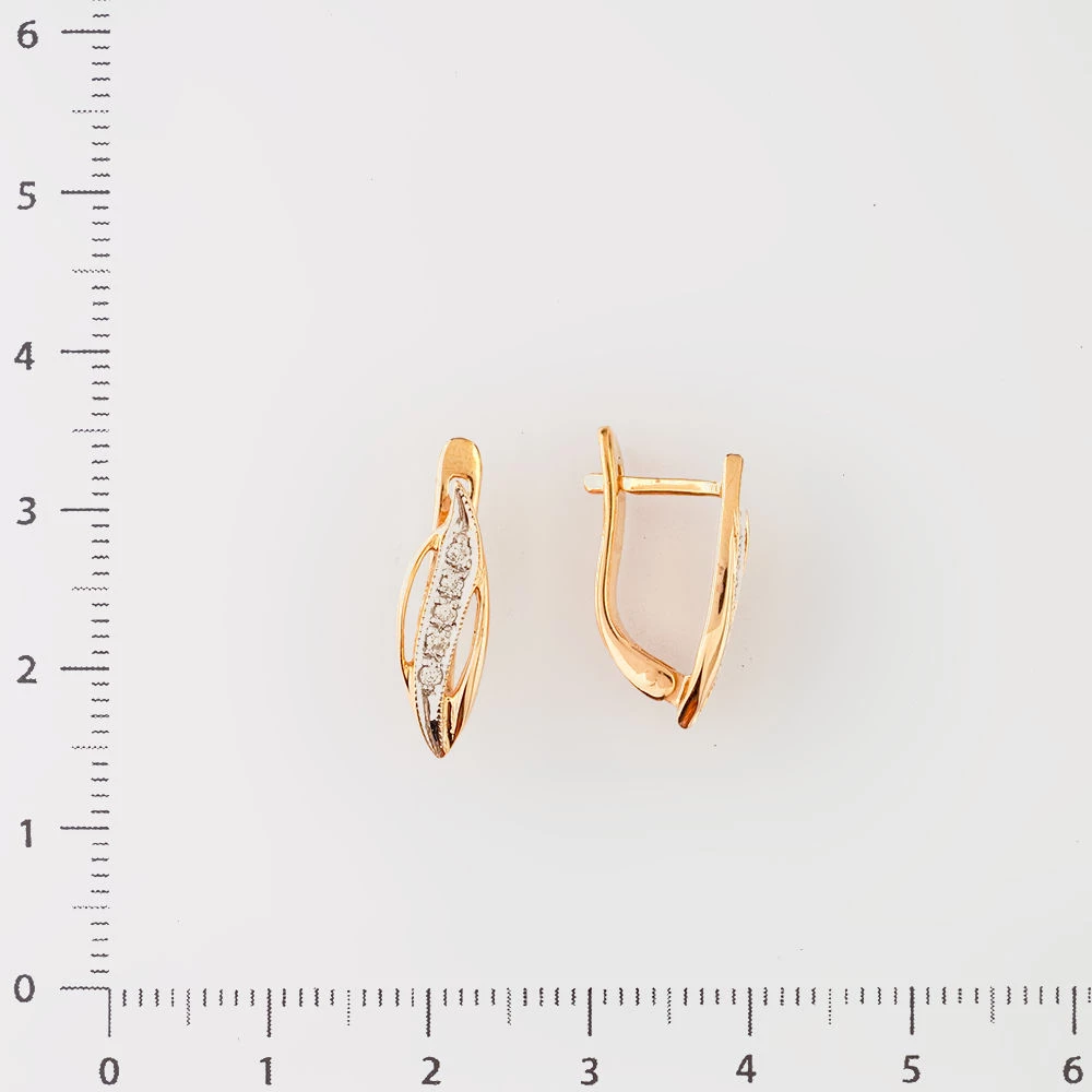 Серьги с бриллиантом из красного золота 585 пробы