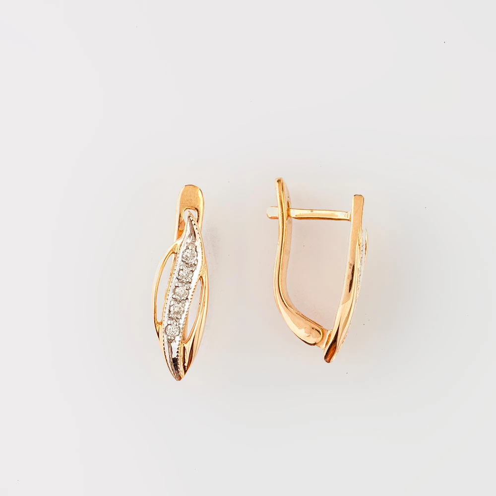 Серьги с бриллиантом из красного золота 585 пробы