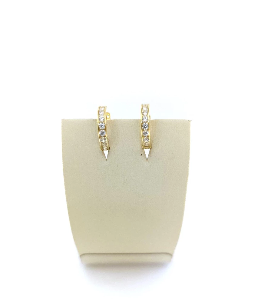 Серьги конго с фианитом из желтого золота 585 пробы