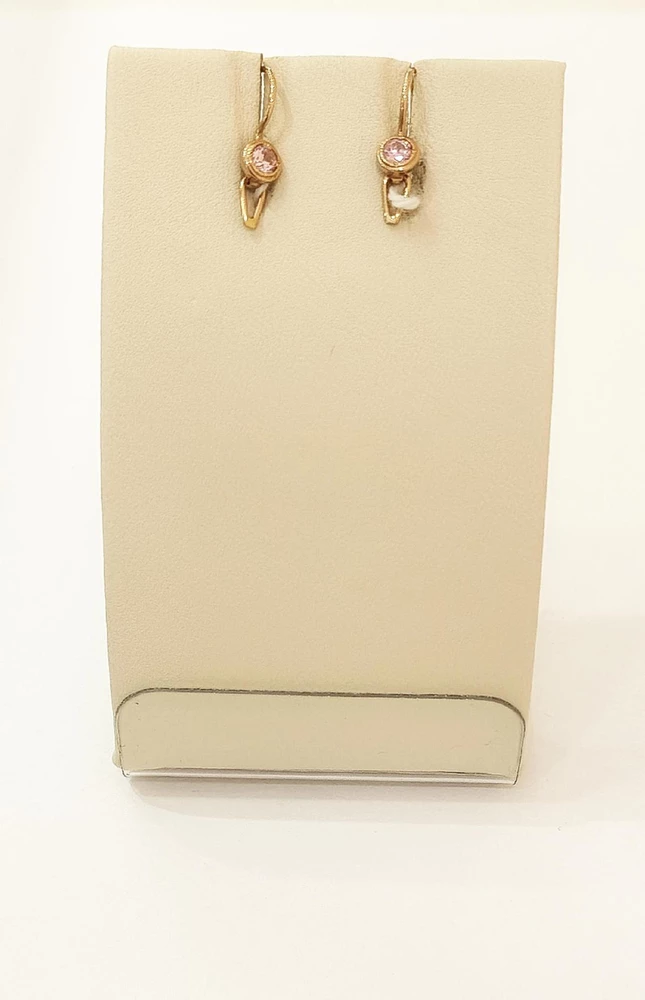 Серьги с фианитом из красного золота 585 пробы