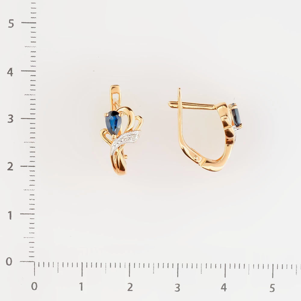 Серьги с сапфиром из красного золота 585 пробы
