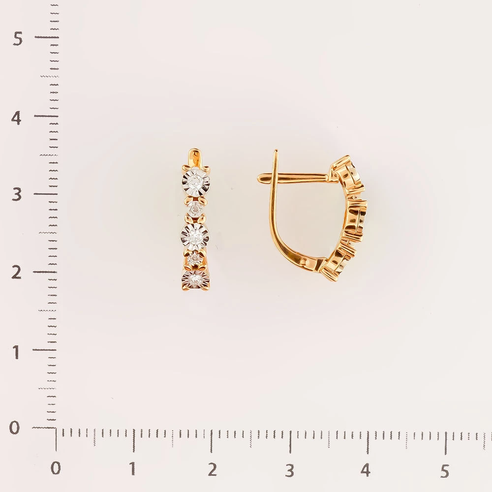 Серьги с бриллиантом из красного золота 585 пробы