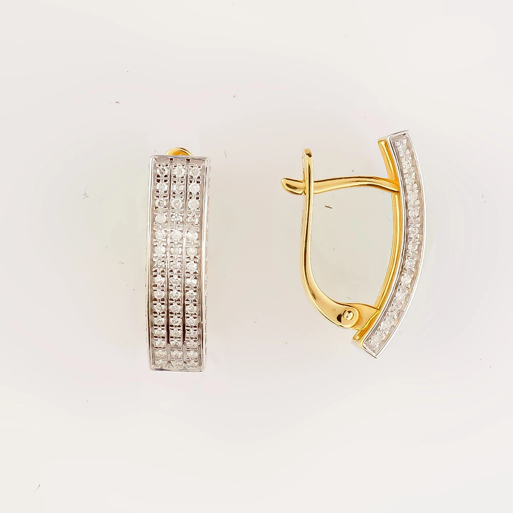 Серьги с бриллиантом из желтого золота 585 пробы