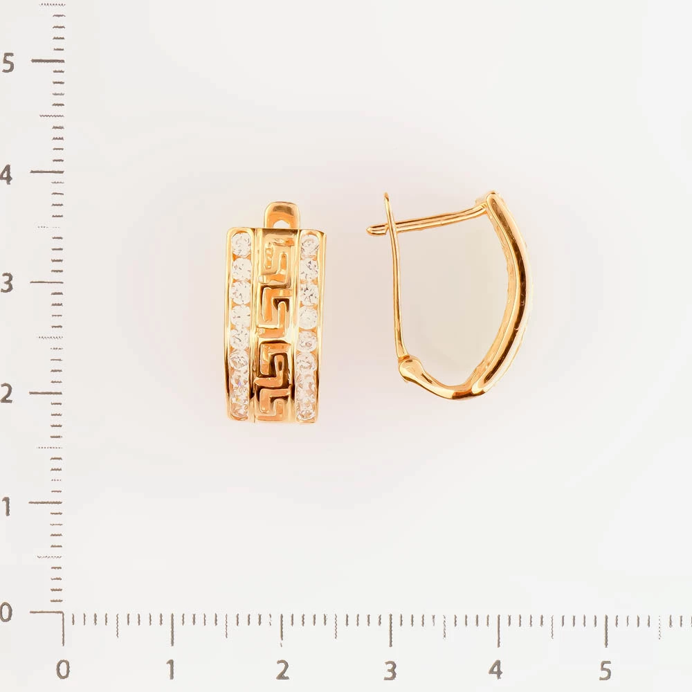 Серьги с фианитом из красного золота 585 пробы