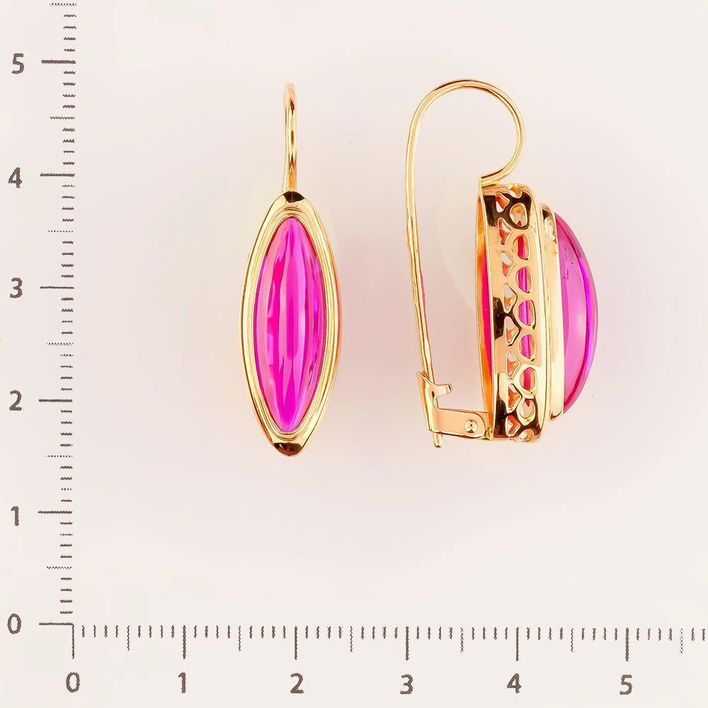 Серьги с фианитом из красного золота 583 пробы