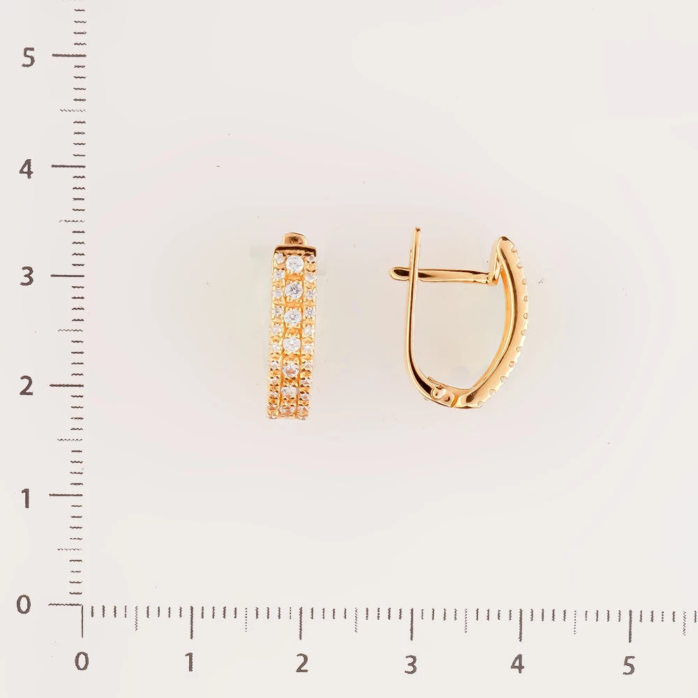 Серьги с фианитом из красного золота 585 пробы