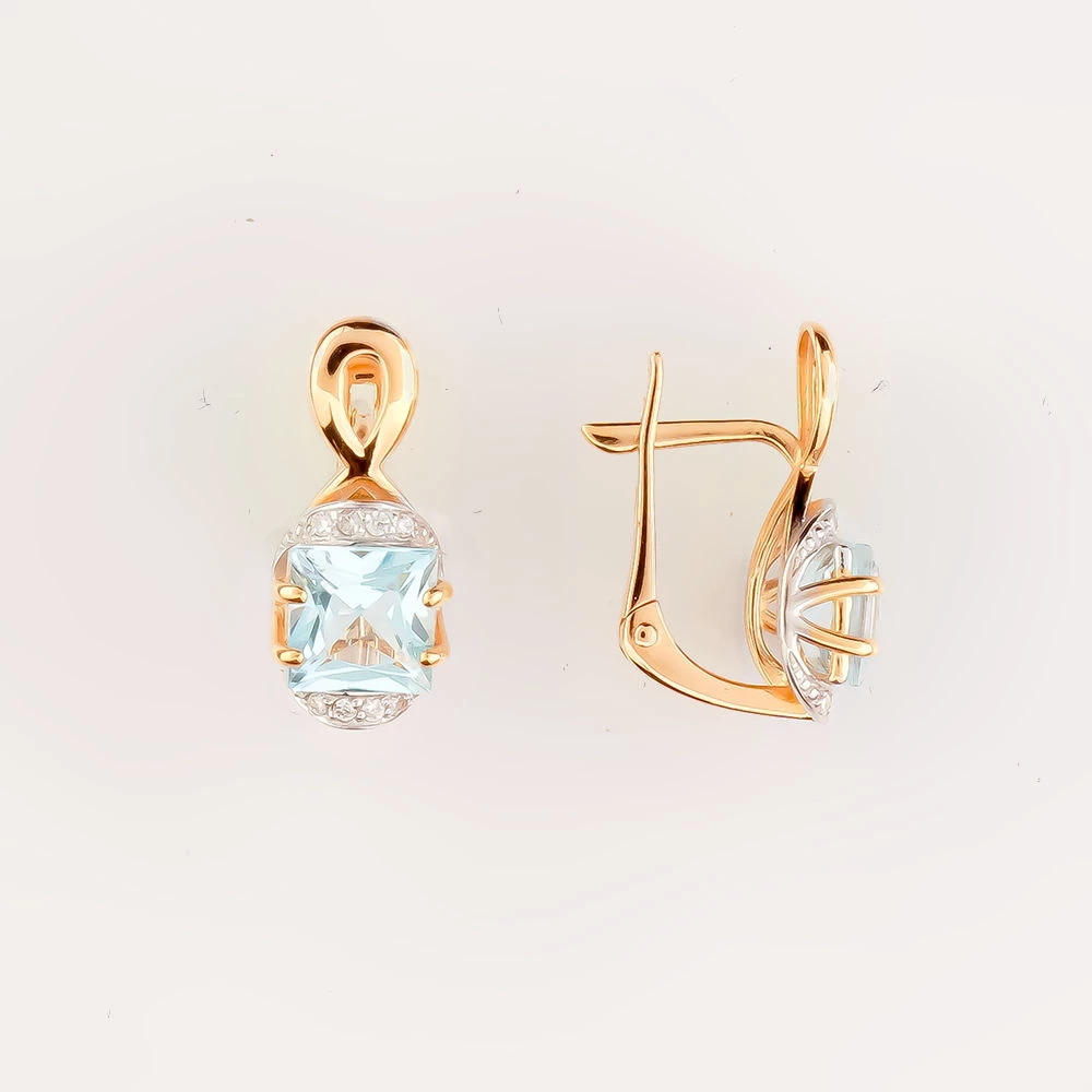 Серьги с топазом из красного золота 585 пробы