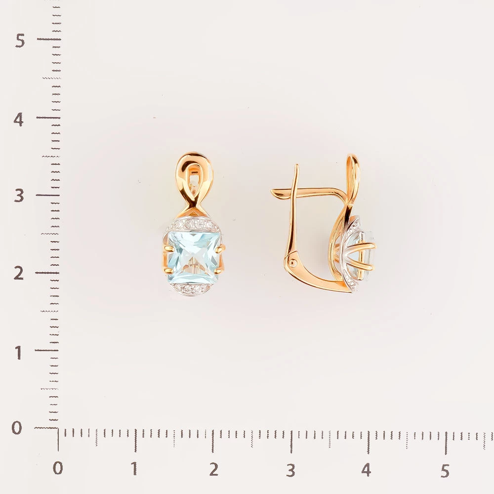 Серьги с топазом из красного золота 585 пробы