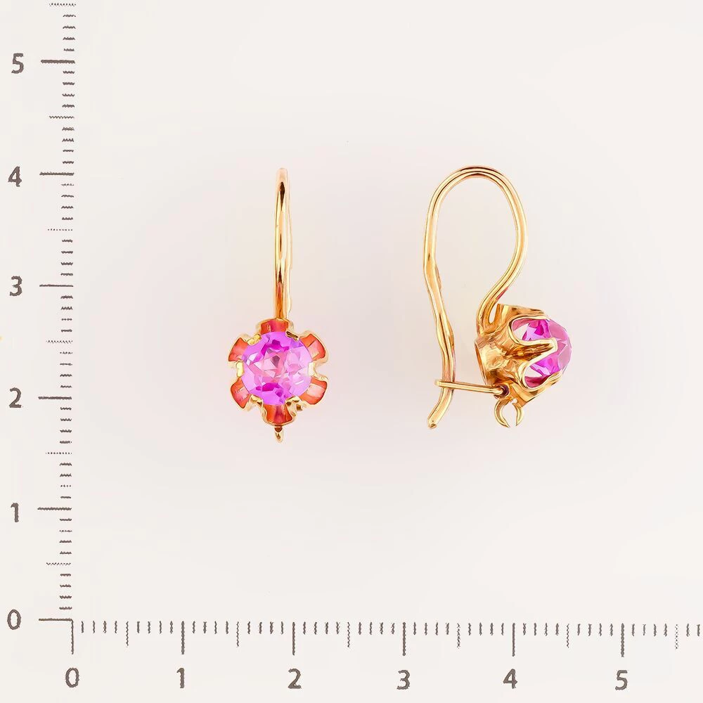 Серьги с фианитом из красного золота 583 пробы