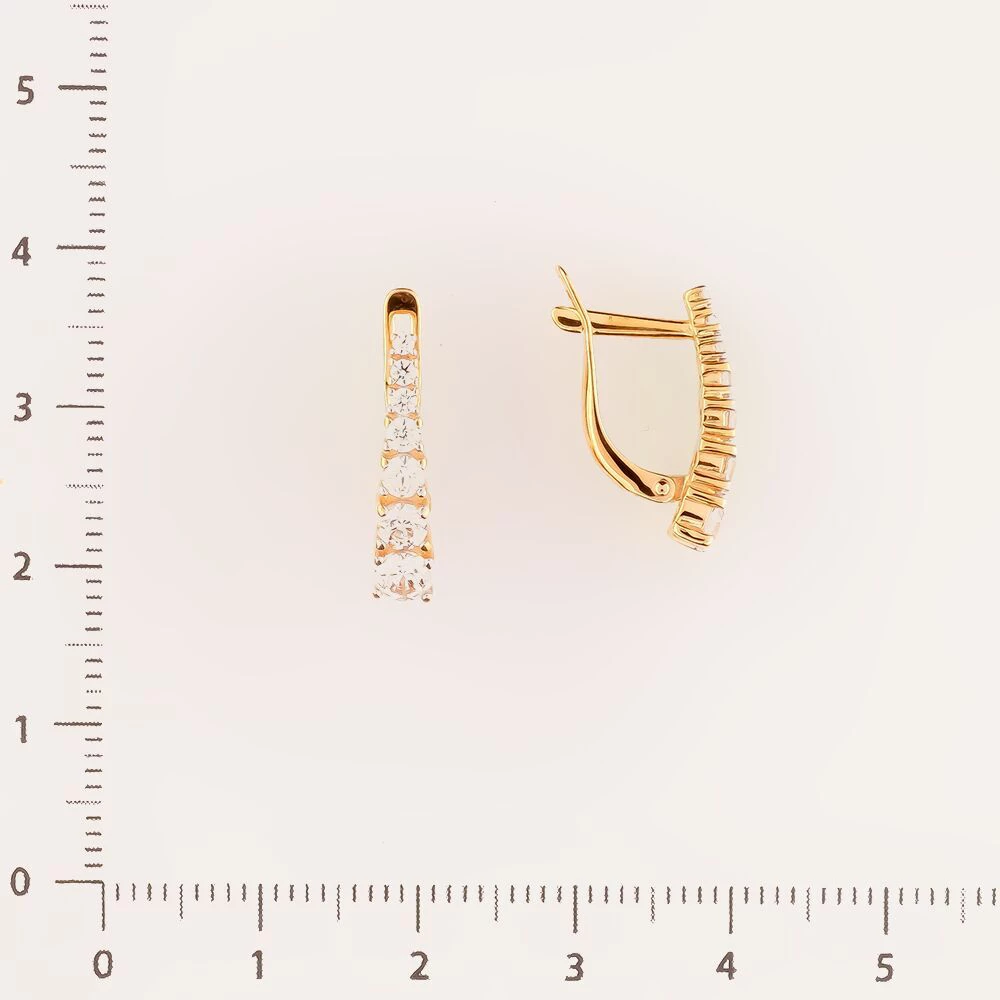 Серьги с фианитом из красного золота 585 пробы