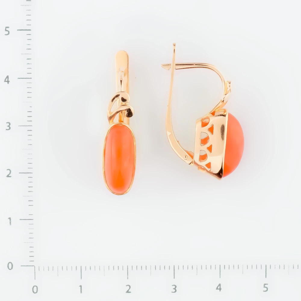 Серьги с сердоликом из красного золота 583 пробы