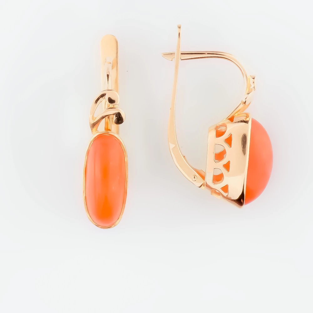 Серьги с сердоликом из красного золота 583 пробы
