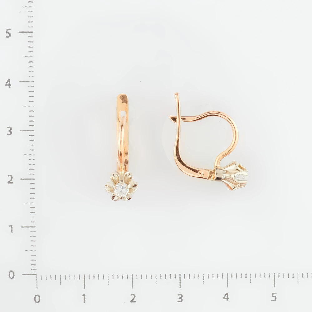 Серьги с фианитом из красного золота 583 пробы