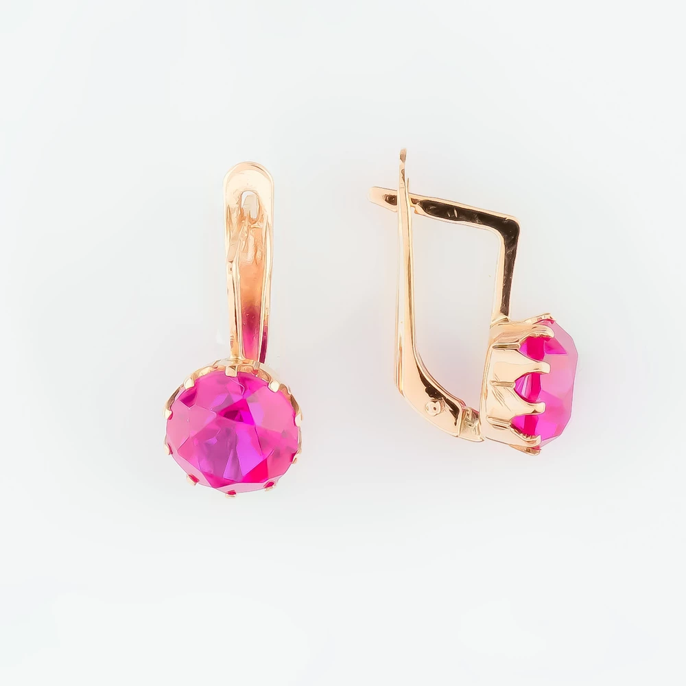 Серьги с фианитом из красного золота 583 пробы