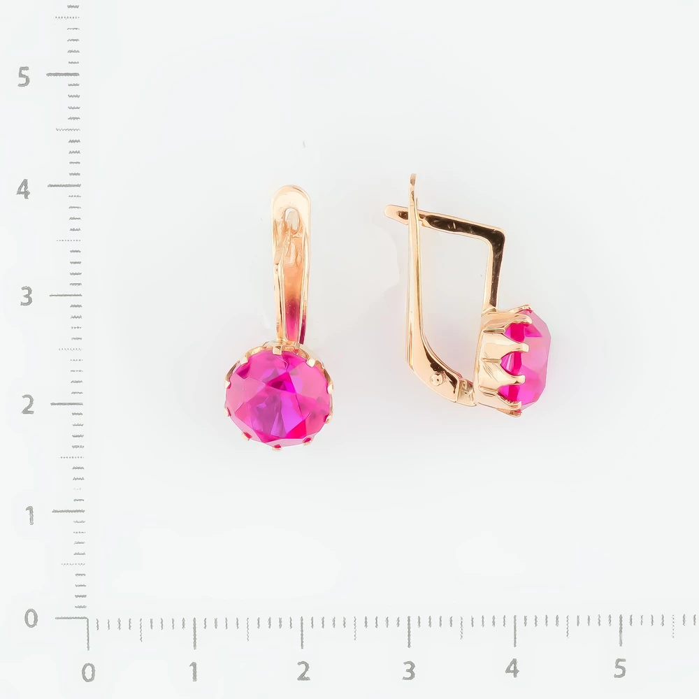 Серьги с фианитом из красного золота 583 пробы