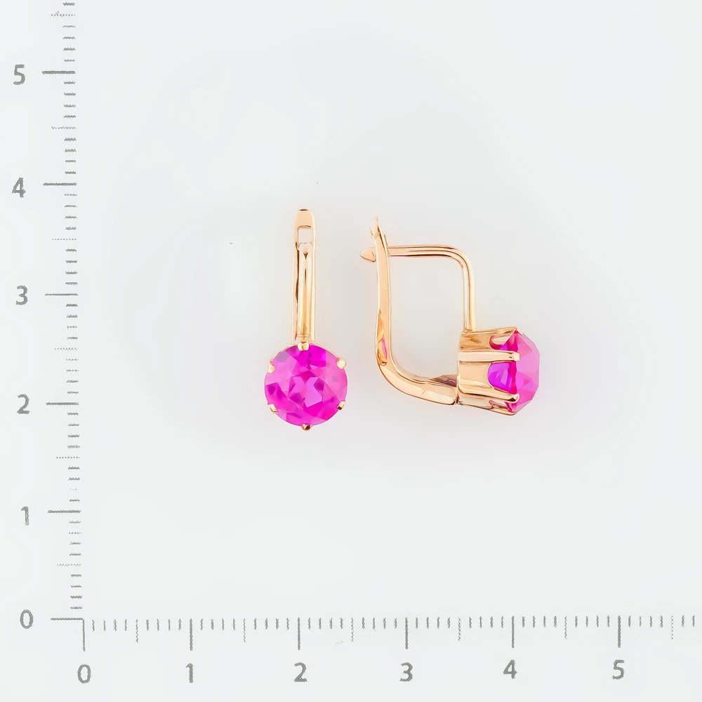 Серьги с фианитом из красного золота 583 пробы