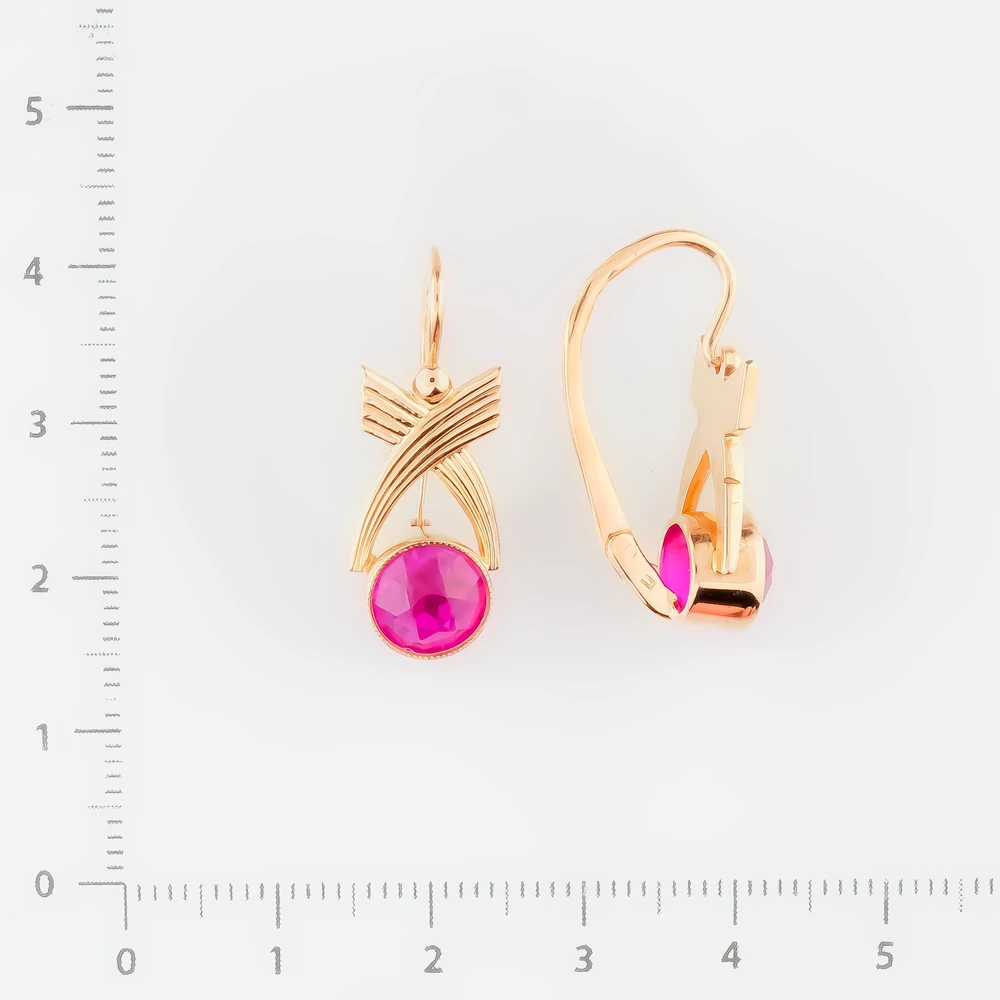 Серьги с фианитом из красного золота 583 пробы Серьги с фианитом из красного золота 583 пробы