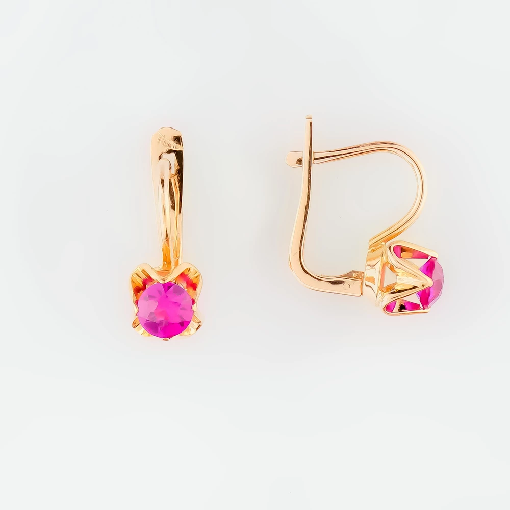 Серьги с фианитом из красного золота 583 пробы Серьги с фианитом из красного золота 583 пробы