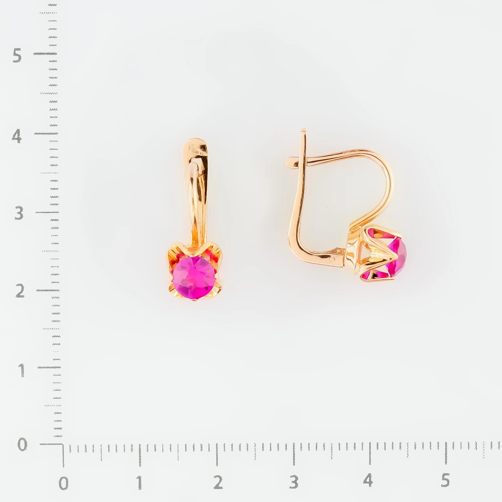 Серьги с фианитом из красного золота 583 пробы Серьги с фианитом из красного золота 583 пробы