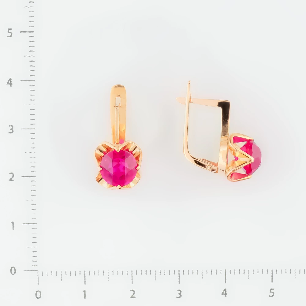 Серьги с фианитом из красного золота 583 пробы Серьги с фианитом из красного золота 583 пробы