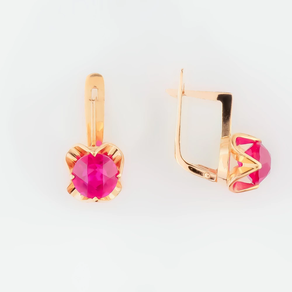 Серьги с фианитом из красного золота 583 пробы Серьги с фианитом из красного золота 583 пробы