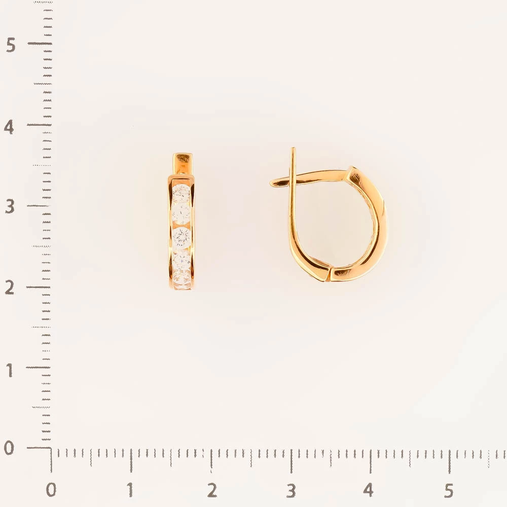 Серьги с фианитом из красного золота 585 пробы