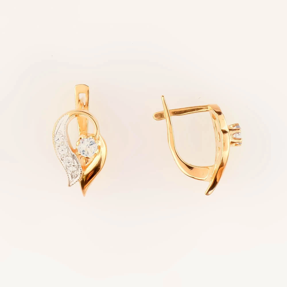 Серьги с топазом из красного золота 585 пробы