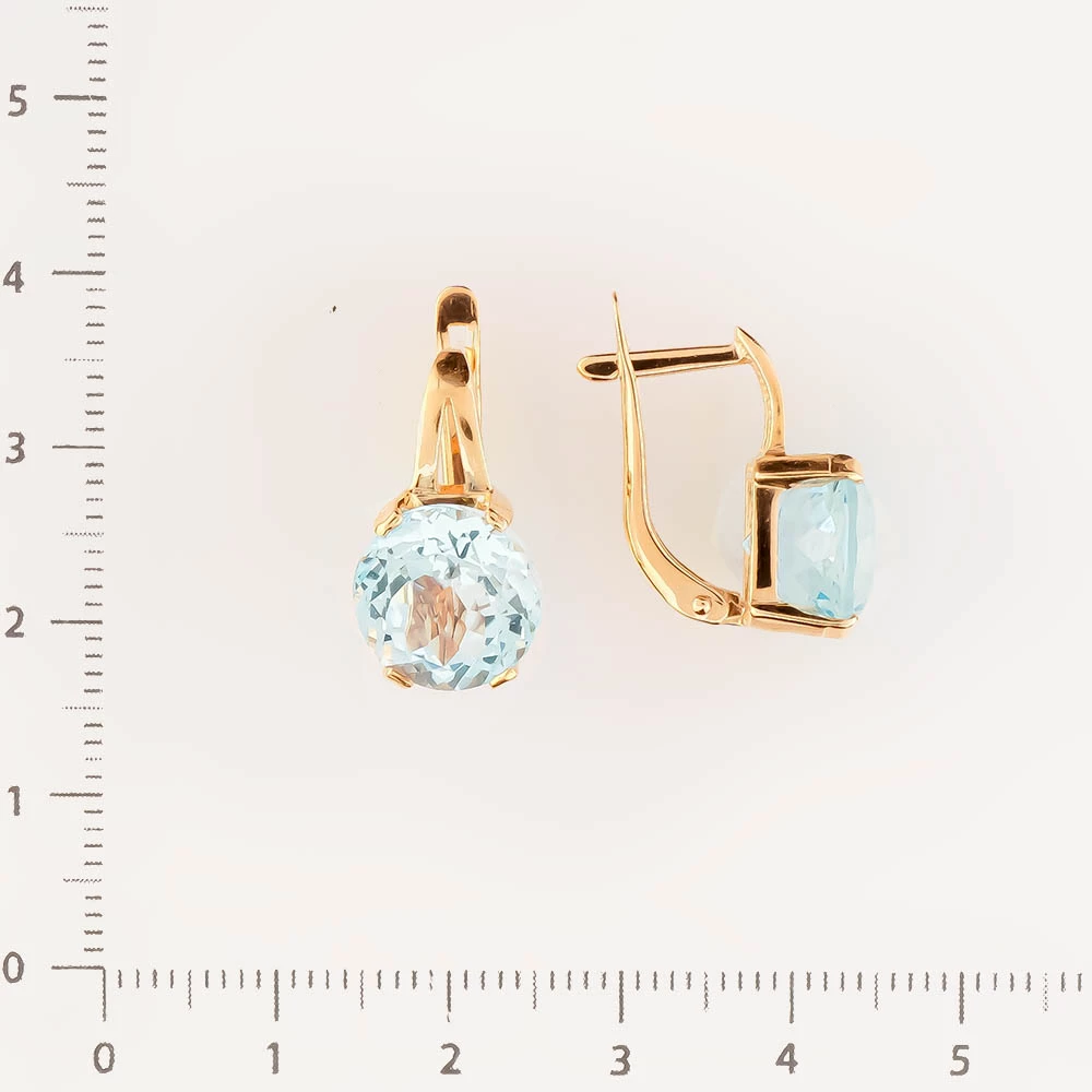 Серьги с топазом из красного золота 585 пробы
