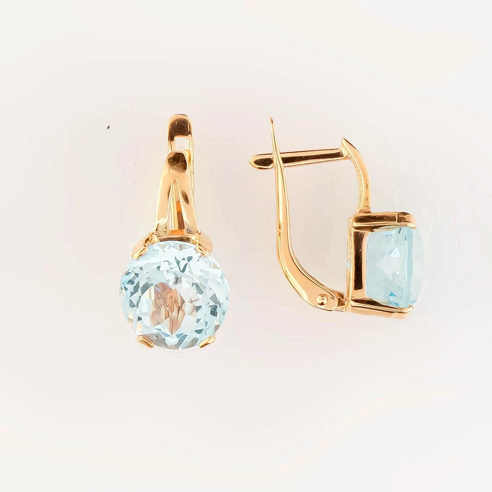 Серьги с топазом из красного золота 585 пробы