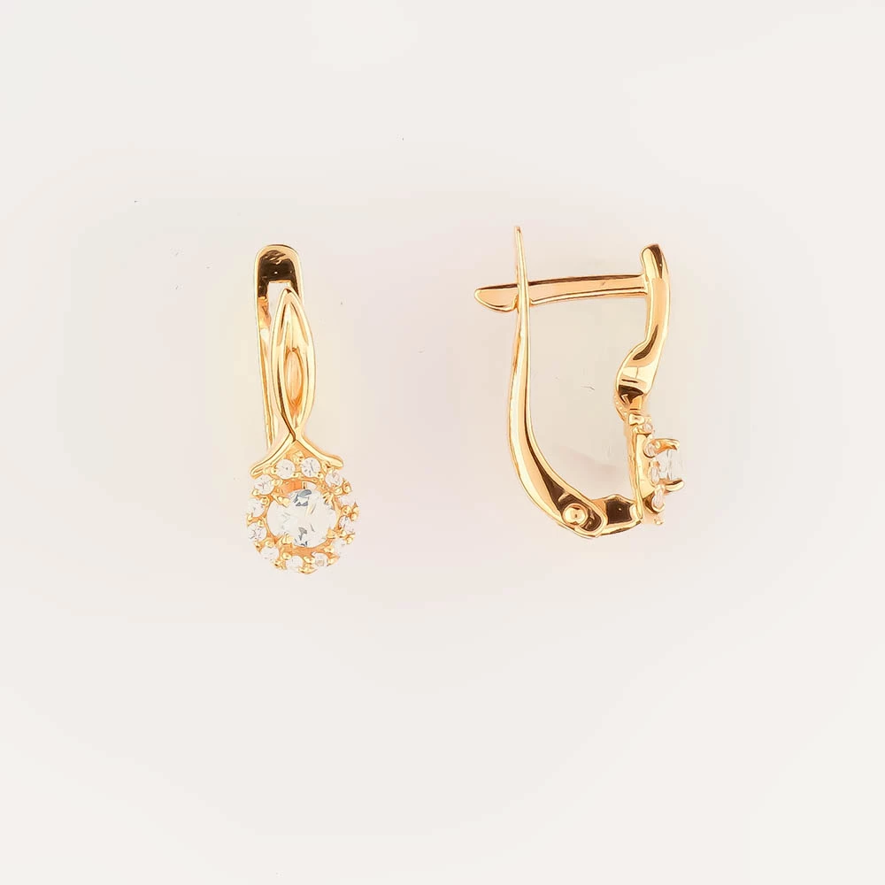 Серьги с топазом из красного золота 585 пробы