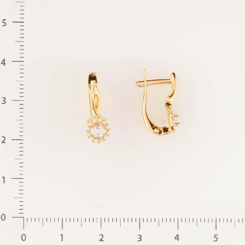 Серьги с топазом из красного золота 585 пробы