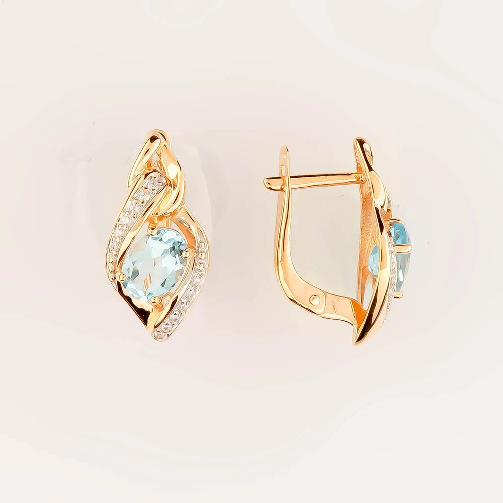 Серьги с топазом из красного золота 585 пробы