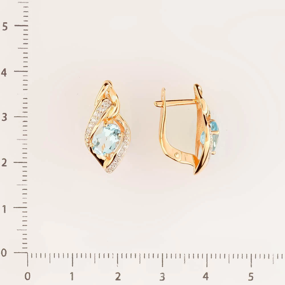 Серьги с топазом из красного золота 585 пробы
