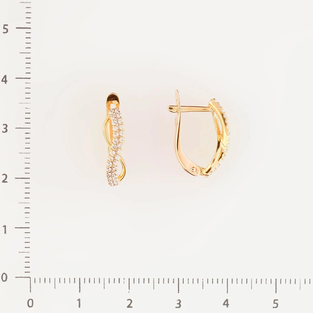 Серьги с фианитом из красного золота 585 пробы