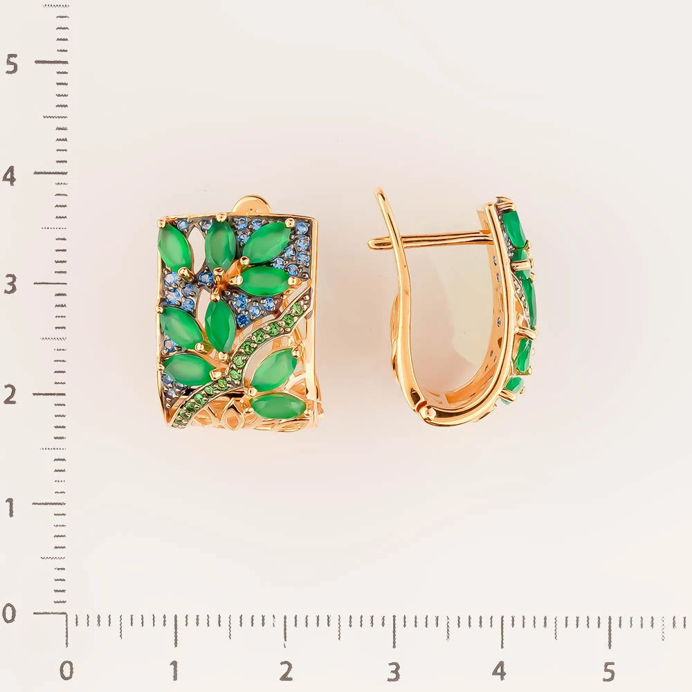 Серьги с агатом из красного золота 585 пробы