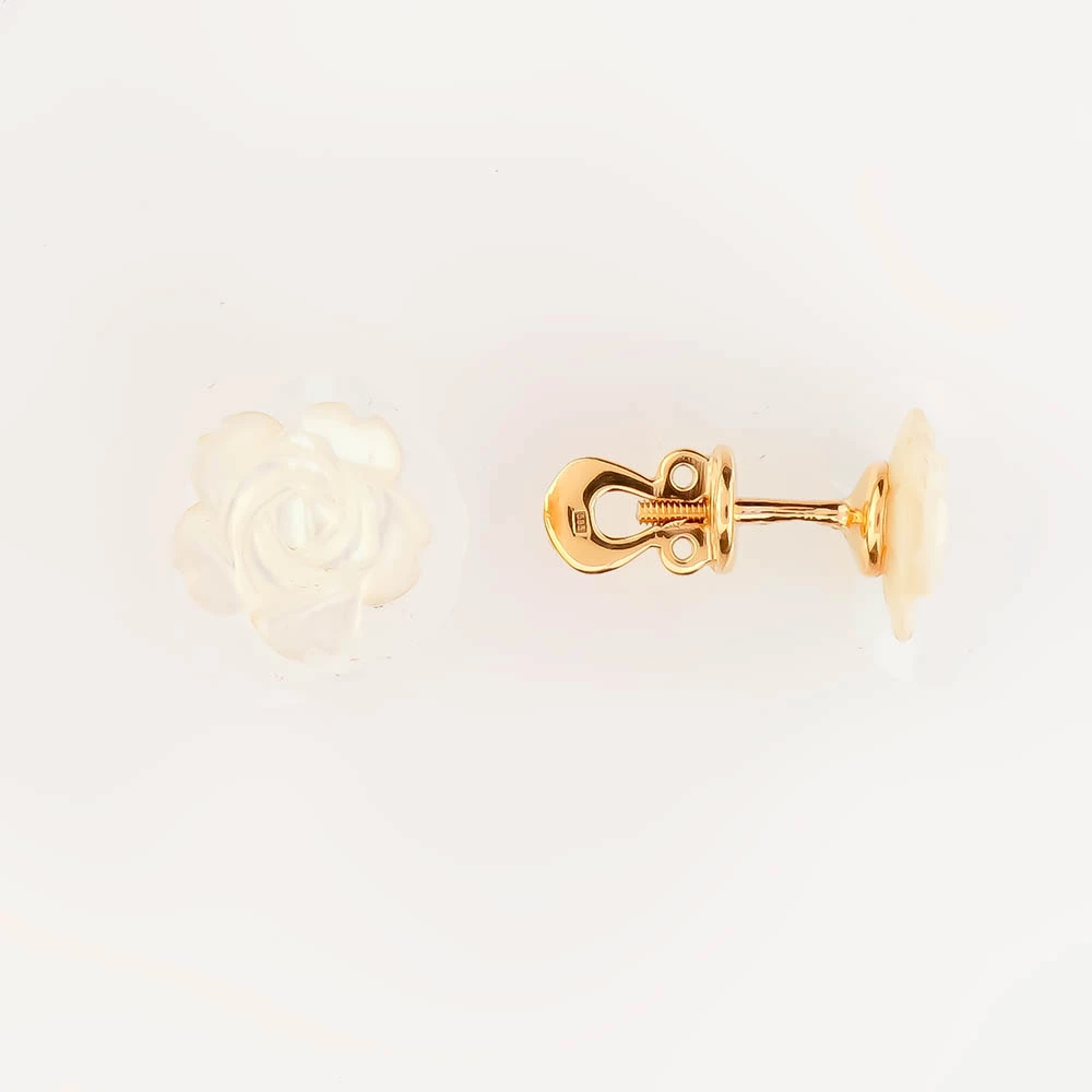 Серьги с перламутром из красного золота 585 пробы