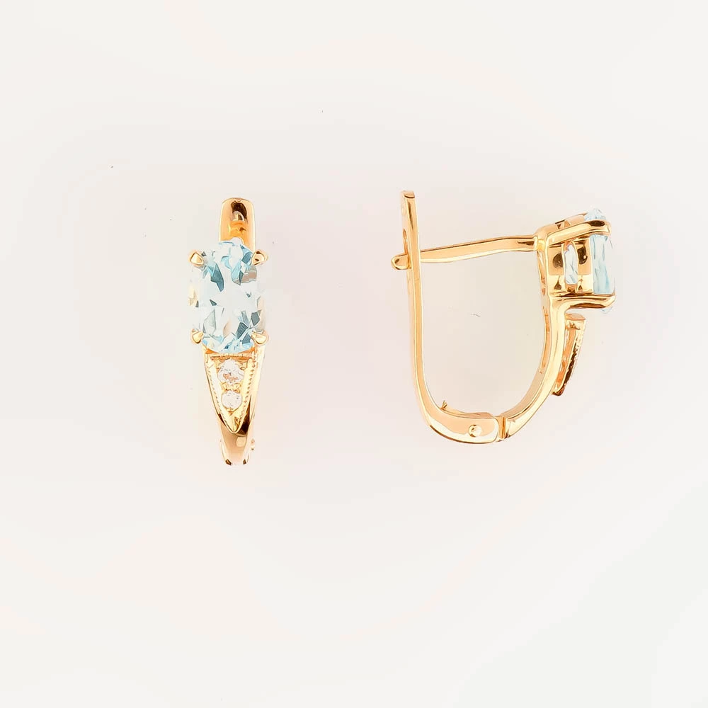 Серьги с топазом из красного золота 585 пробы