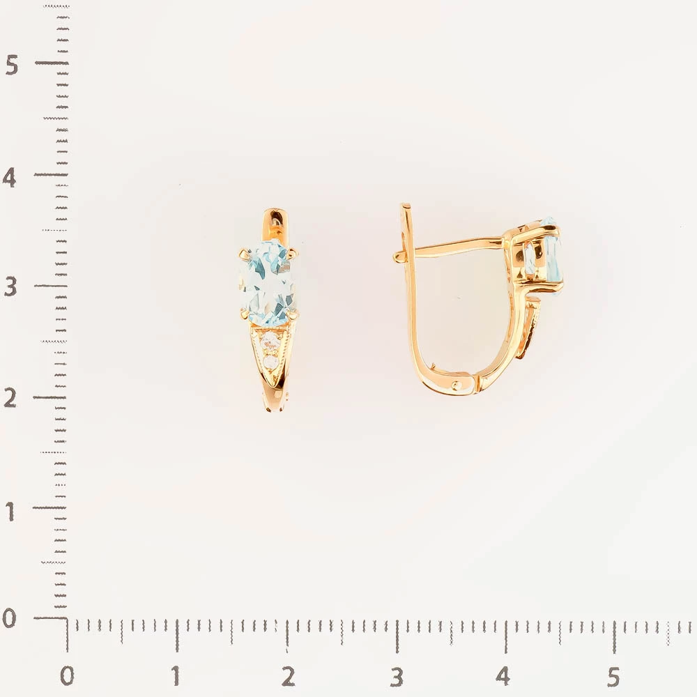 Серьги с топазом из красного золота 585 пробы