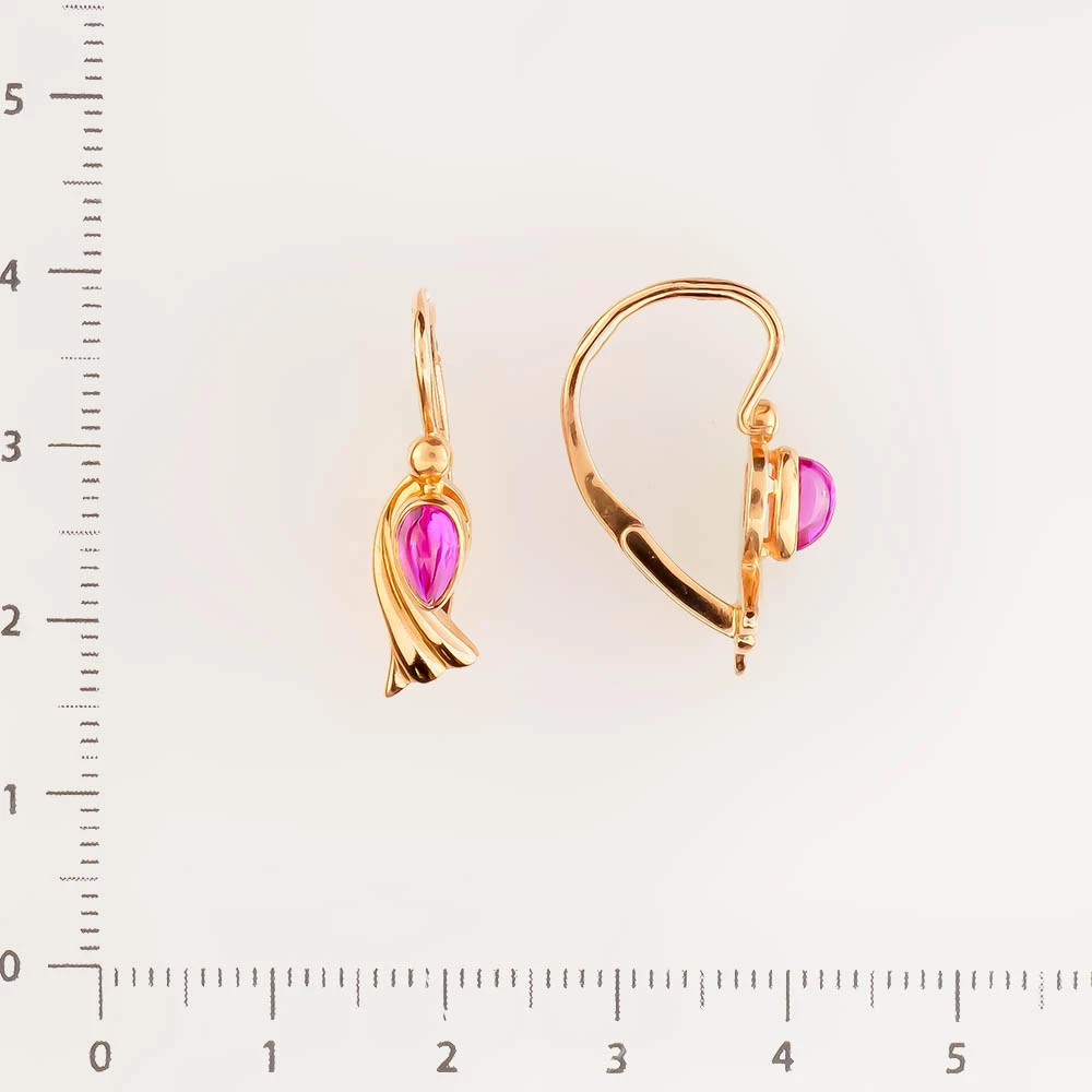 Серьги с фианитом из красного золота 585 пробы