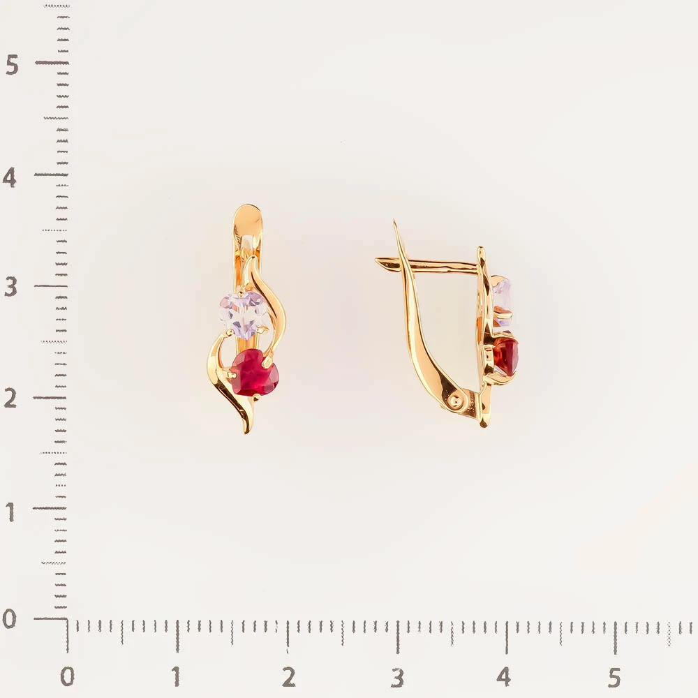 Серьги с гранатом из красного золота 585 пробы