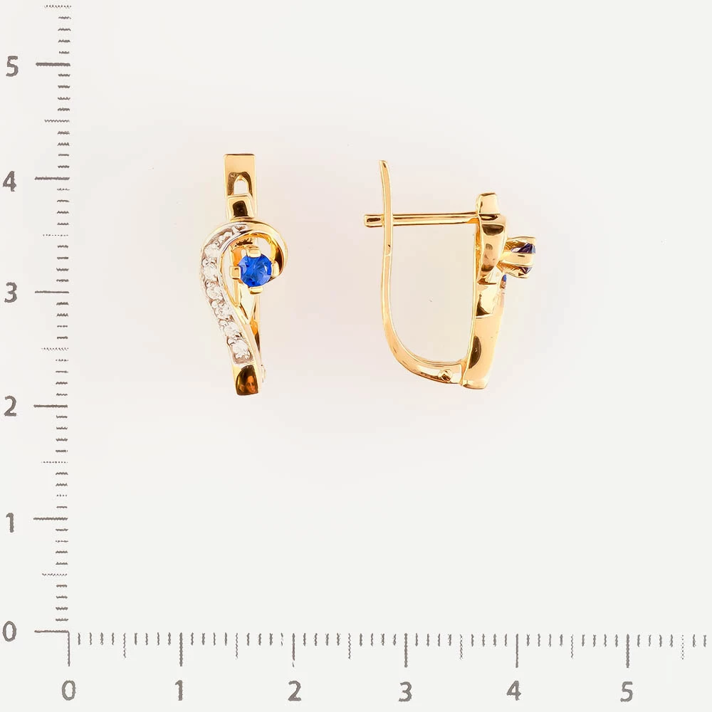 Серьги с фианитом из красного золота 585 пробы