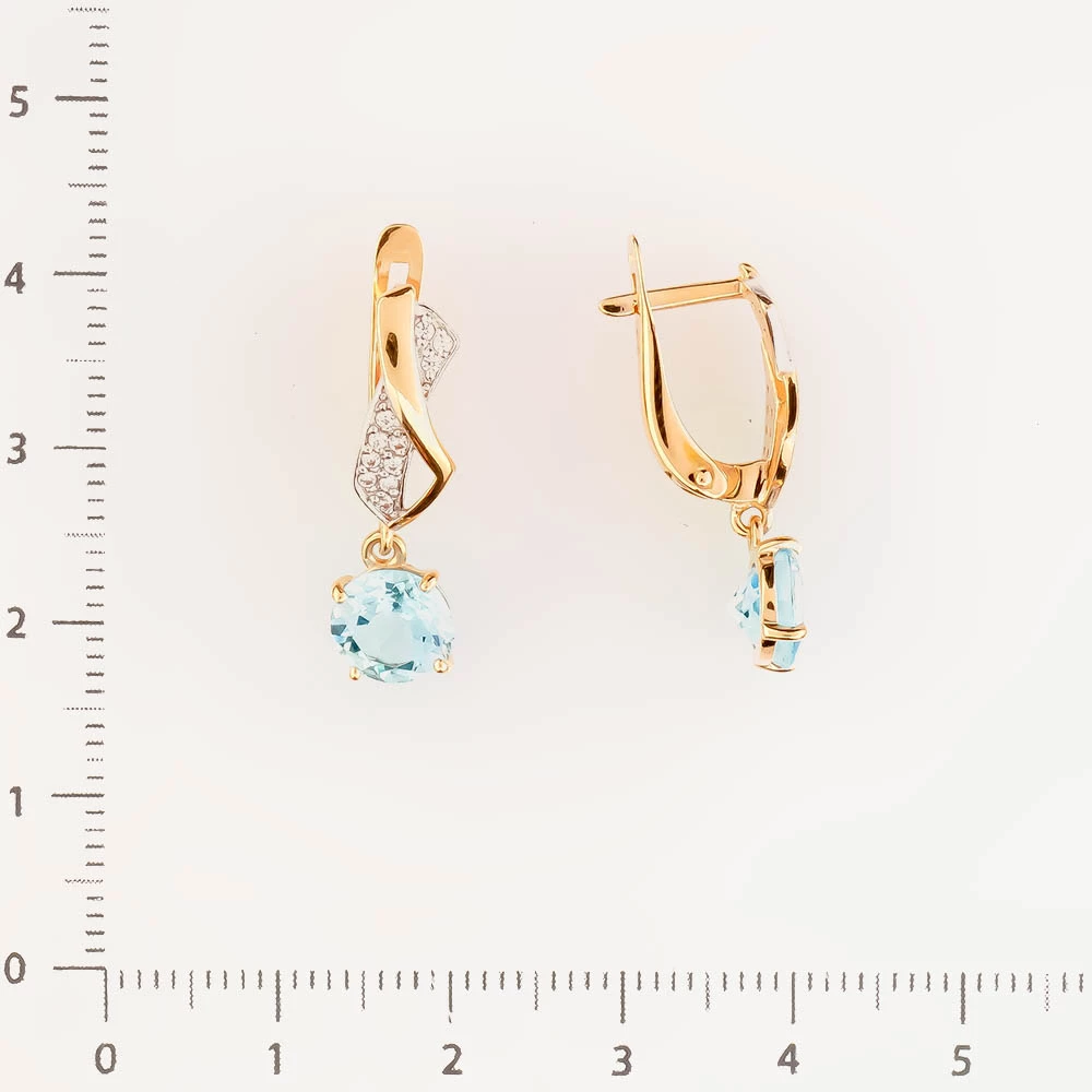Серьги с топазом из красного золота 585 пробы