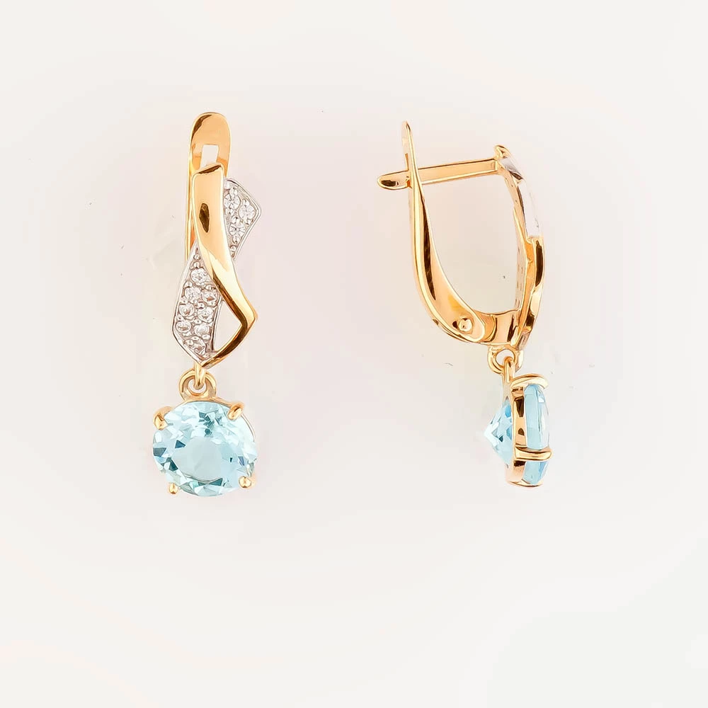 Серьги с топазом из красного золота 585 пробы